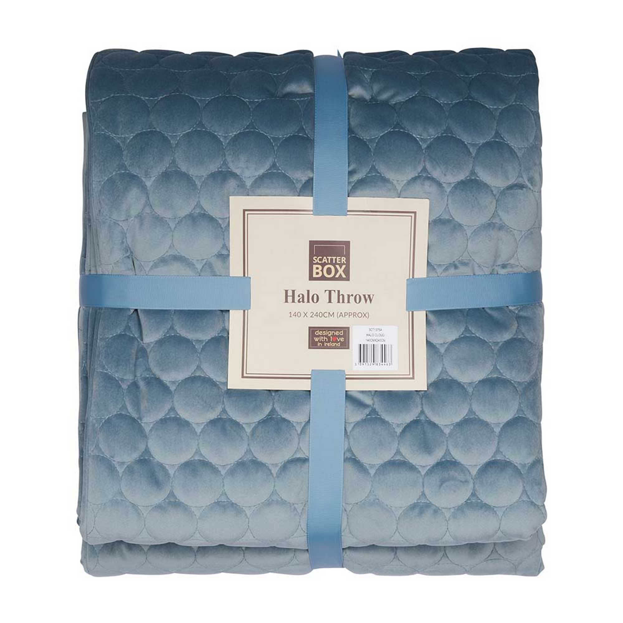 Halo Quilted Soft Luxury Throw In Cloud Blue